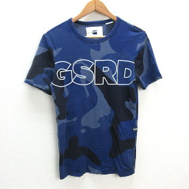 y■ジースター/G-STAR RAW カモフラプリントTシャツ■紺【メンズS】MENS/76【中古】