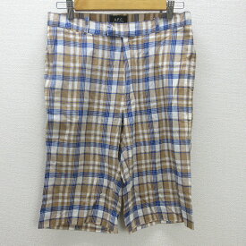 G■アーペーセー/A.P.C. ハーフパンツ/チェック柄【S】ベージュ/men's/24【中古】■