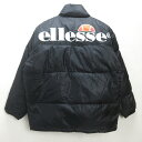 H■90s■エレッセ/ellesse ビッグロゴプリント 肉厚ダウンジャケット【M】黒/MENS■69【中古】