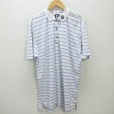 G■フットジョイ/footjoy 半袖ドライポロシャツ/ゴルフウェア【XXL】白青/men's/74【中古】■