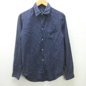 H■アーペーセー/A.P.C. チェック柄 長袖シャツ【S】紺/MENS■1【中古】