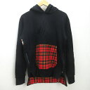 G■ビッグバン/BIGBANG プルオーバーパーカー/赤チェック【L】黒赤/men's/14【中古】■