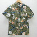 H■アメリカンイーグル/AMERICAN EAGLE 半袖アロハシャツ【S】カーキ/MENS■76【中古】
