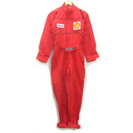 K■昭和シェル石油/Shell 長袖オーバーオール メカニック つなぎ【M】赤/MENS■28【中古】