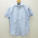 g■メーカーズ鎌倉/MAKER'S SHIRT 半袖シャツ/コットン【M】青系/men's/66【中古】■