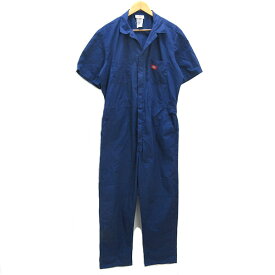 s■ディッキーズ/Dickies 半袖カバーオール/オールインワン/つなぎ/作業着【L程度】青系/MENS/6【中古】