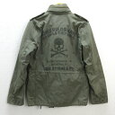 H■ストゥージ＆コー/STOOGE&CO スカルラインストーン柄 ミリタリージャケットJKT【S】カーキ/MENS■13【中古】