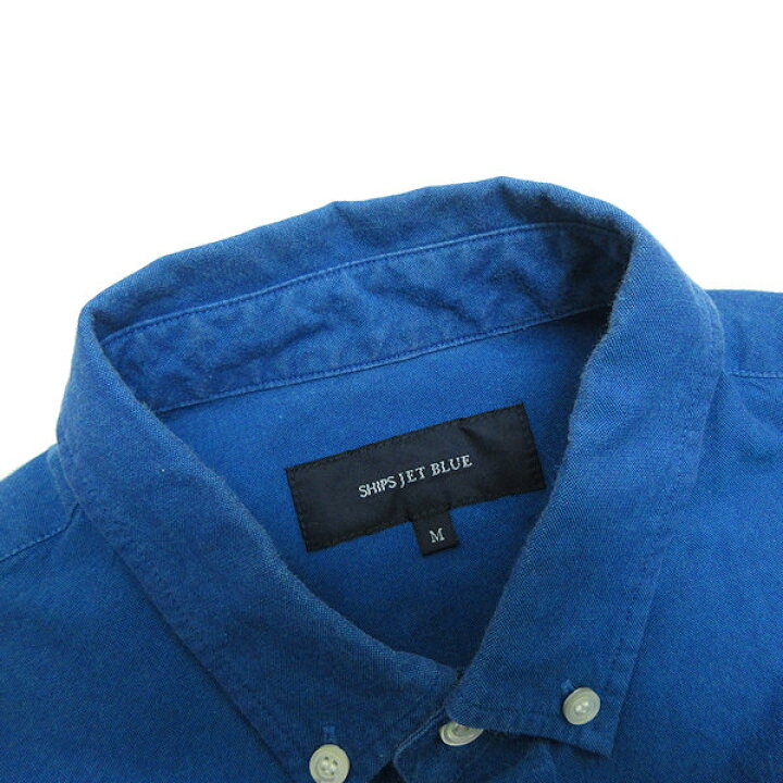 楽天市場 Y シップス Ships Jet Blue ボタンダウン半袖カラーシャツ 青 メンズm Mens 44 中古 マニライズ