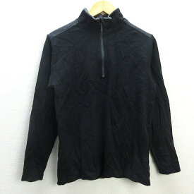 G■アルパインデザイン/Alpine DESIGN ハーフジップ/アウトドアシャツ【M】黒/men's/100【中古】■