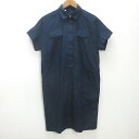 g■イタリア製■バルバ/BARBA 半袖シャツワンピース/コットン【40】紺/LADIES/11【中古】■