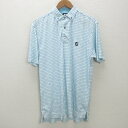 K■FJ フットジョイ/FootJoy グラフチェック 半袖ゴルフポロシャツ ウェア【L】水色白/MENS■91【中古】