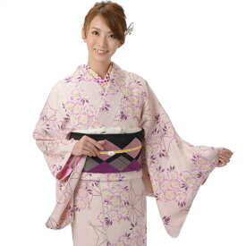 正絹小紋 KANSAI お仕立て上がり 正絹着物 桜柄 おにちりめんの高級生地 華やか着物 ピンク