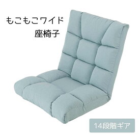 ドウシシャ もこもこワイド座椅子 ブルー [座いす 14段階 リクライニング おしゃれ] MMWZ-BL 【〇】