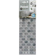 アール モザイクタイルシール クリアグレー 幅13.4×奥行37.6cm [リメイクシート 貼れる 粘着 耐熱 DIY …