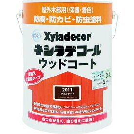 カンペハピオ 水性 キシラデコール ウッドコートS ウォルナット [木材 塗料 防虫 防腐 屋外 ウッドデッキ ベンチ ログハウス 羽目板 板塀] 3.4L