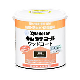 カンペハピオ 水性 キシラデコール ウッドコートS ジェットブラック [木材 塗料 防虫 防腐 屋外 ウッドデッキ ベンチ ログハウス 羽目板 板塀] 3.4L