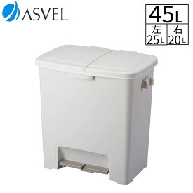 アスベル 分別ペダルツイン (45L) [ゴミ箱 ごみ箱 ワイド 横型] ホワイト