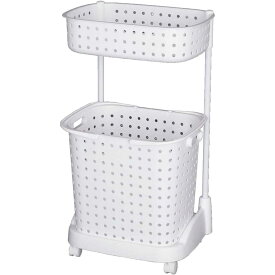 JEJアステージ レクエア ランドリーバスケット 2段 幅45×奥行35×高さ78.5cm [洗濯カゴ 洗濯物 キャスター付き] ホワイト [お客様組立品]