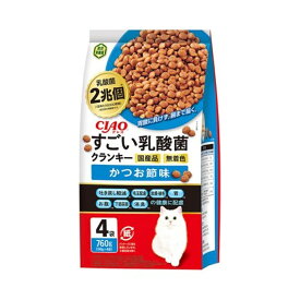 【6/4 20:00～6/11 01:59 エントリーでポイント10倍】いなばペットフード すごい乳酸菌 クランキー かつお節味 190g×4袋 [キャットフード 猫 餌 エサ ドライフード] P-302