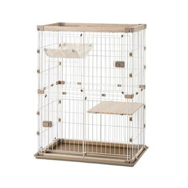 アイリスオーヤマ ウッディキャットケージ 2段 [猫 ペット 飼育] PWCR-962V ライトナチュラル 【〇】