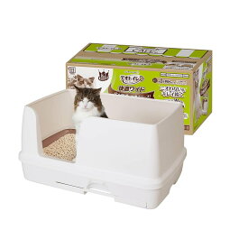 ユニ・チャームペット デオトイレ 快適ワイド 本体セット [ペット用品 猫用 システムトイレ 室内 ワイドサイズ] ナチュラルアイボリー
