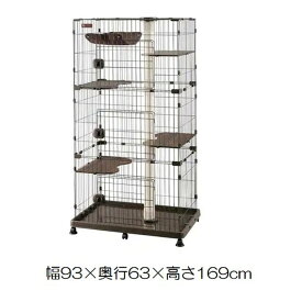 アイリスオーヤマ キャットランドケージ ワイド ダークブラウン [猫用品 ケージ 3段タイプ 爪とぎ おしゃれ ハンモック付] PCLC-903 [お客様組立品] 【Q2】【〇】