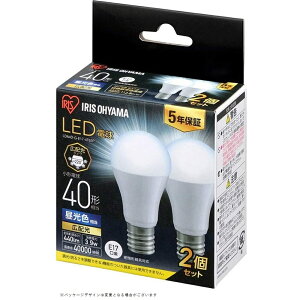 アイリスオーヤマ LED電球 E17 広配光 40形 昼光色 440lm 2個セット LDA4D-G-E17-4T62P