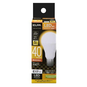 �����d�� ELPA(�G���p) LED�d�� �~�j�N���v�g�����` E17 40W�` �d���F 1�� [�Ɩ� ���C�g ���^���Ή� �����p] LDA4L-G-E17G4104