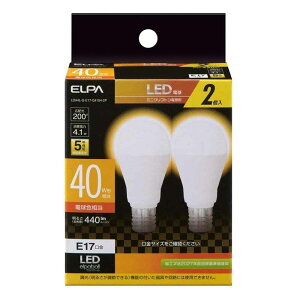 �����d�� ELPA(�G���p) LED�d�� �~�j�N���v�g�����` E17 40W�` �d���F 2�� [�Ɩ� ���C�g ���^���Ή� �����p] LDA4LGE17G41042P