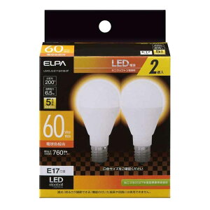 �����d�� ELPA(�G���p) LED�d�� �~�j�N���v�g�����` E17 60W�` �d���F 2�� [�Ɩ� ���C�g ���^���Ή� �����p] LDA7LGE17G41062P