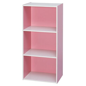 楽天市場 カラーボックス ピンク 三段の通販