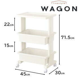 JEJアステージ リセスタイル テーブルワゴン (3段) 幅45×奥行30×高さ71.5cm [収納 整理 キッチン リビング ランドリー] ホワイト