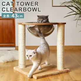 【SS期間限定★半額★】キャットタワー 木製 キャットタワー おしゃれ 宇宙船 360°視野 猫ベッド 透明 猫 ハンモック 40*40*43cm 大型猫用 ボウル キャットハンモック キャットツリー 爪とぎ お手入れ簡単 角丸デザイン 省スペース 運動不足解消