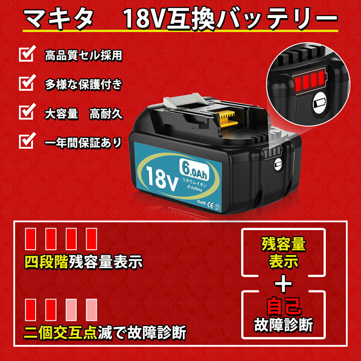 楽天市場】【アップグレード大基盤】1年保証 マキタ 18V バッテリー 