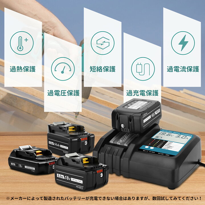 楽天市場】マキタ BL1830B バッテリー 互換 2個 + DC18RF 充電器 互換 