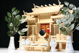 美しい、東濃桧■高床仕様 屋根違い 大型 ■御簾と格子扉 ■神棚セット（お社本体）高さ54cm×幅73cm×奥行き32cm 神棚 神具 仏具 盆提灯 やまこう 山幸