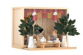 神棚セット 箱宮 三社 壁掛け 16号 御簾付き 『天桔梗』 LED灯籠 金文字神具セット 神棚 神具 仏具 盆提灯 やまこう 山幸