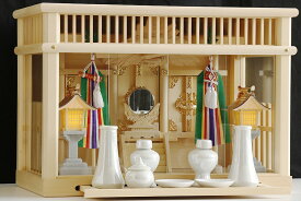 匠造り ■ 箱宮 ■ 飾り欄間 玉垣の箱宮 ■ 千鳥破風付 18号 ■ パール 神具 リモコン式灯籠 真榊付 ■ 最高の檜葉材 三社 神棚セット ■ 三面ガラス 引出し付 神棚 神具 仏具 盆提灯 やまこう 山幸