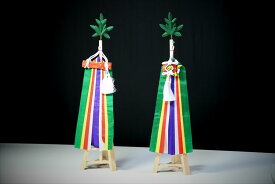 真榊 三角台付 神棚 神具 ■ まさかき 特大 神棚用 60cm ■ 三種の神器 五色の絹 神棚 神具 仏具 盆提灯 やまこう 山幸