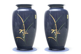 花立 墓 お墓 花立て 仏具 陶器 花瓶 2本組 セット あやめ 8寸 ルリ サイズ 約(cm) 高さ23 神棚 神具 仏具 盆提灯 やまこう 山幸