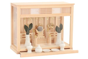 神棚セット 和モダン 箱宮 小型 三社 13号 神具付き 格子欄間 障子のガラス宮 神棚 神具 仏具 盆提灯 やまこう 山幸