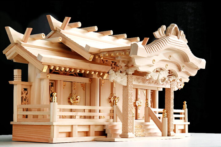 楽天市場】神棚 三社 □ 特大 84cm □ 美彫り・昇龍大社 / 入母屋 神棚  