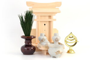 神棚セット 荒神宮 モダン 専用神具 榊 プリザーブド荒神松 関東型 荒神紋 陶器セット 神棚 神具 仏具 盆提灯 やまこう 山幸