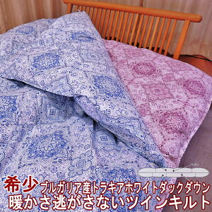 【数量限定】 希少 ブルガリア産トラキアホワイトダックダウン使用 ツインキルト 羽毛掛けふとん シングルサイズ ロイヤルゴールド認定 DP400