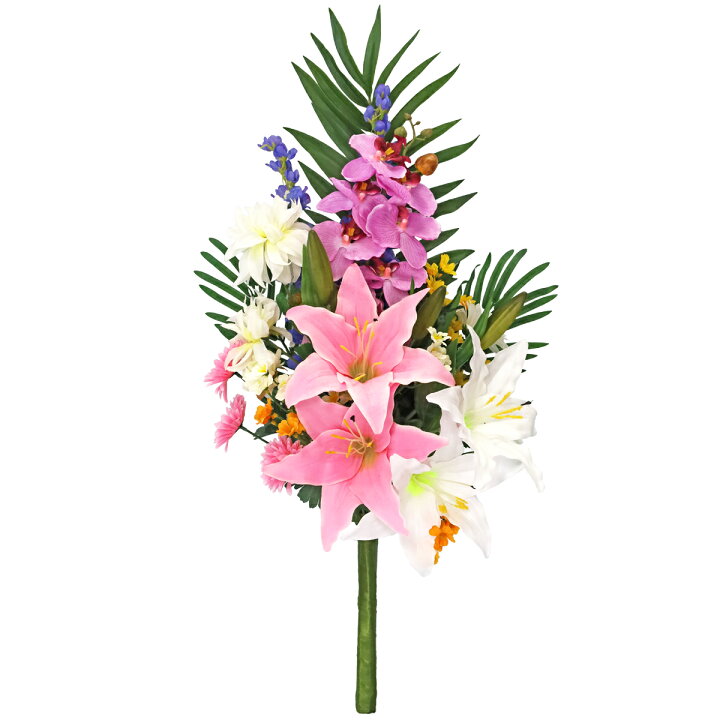 楽天市場】造花 仏花 胡蝶蘭やユリのパープル系の仏様の大きな花束(一 