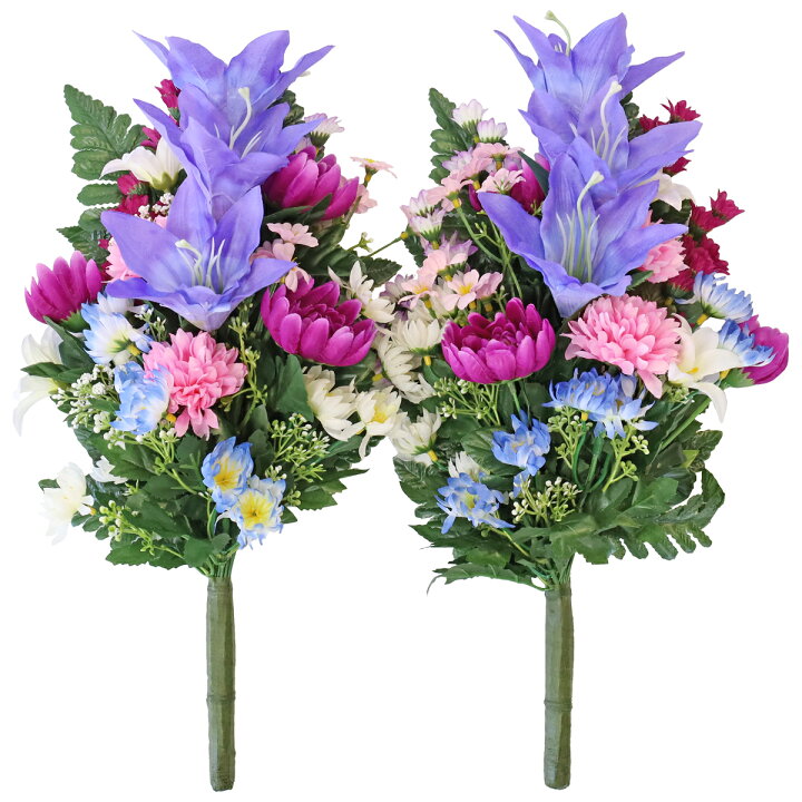 楽天市場】造花 仏花 ユリと菊の花束 一対 リリー ゆり CT触媒 光触媒 