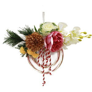 アウトレット 造花 ピンクとゴールドの水引にピオニーとモカラの玄関飾り お正月飾り 玄関 ドアリース お正月 シルクフラワー CT触媒 光触媒 アレンジ フラワーアレンジ インテリア フラワ