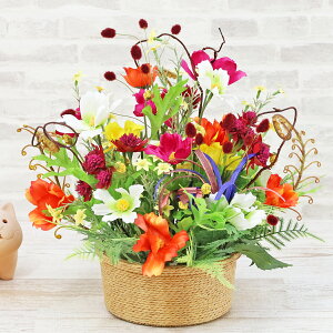 造花 ワレモコウとコスモスのアレンジ 秋のアレンジ シルクフラワー こすもす 秋桜 CT触媒 光触媒 フラワーアレンジ インテリア フラワーアレンジメント arg