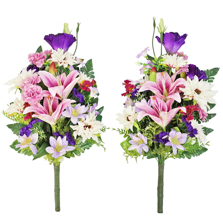 楽天市場】造花 仏花 ダリアとすみれ色トルコキキョウ花束一対 CT触媒 