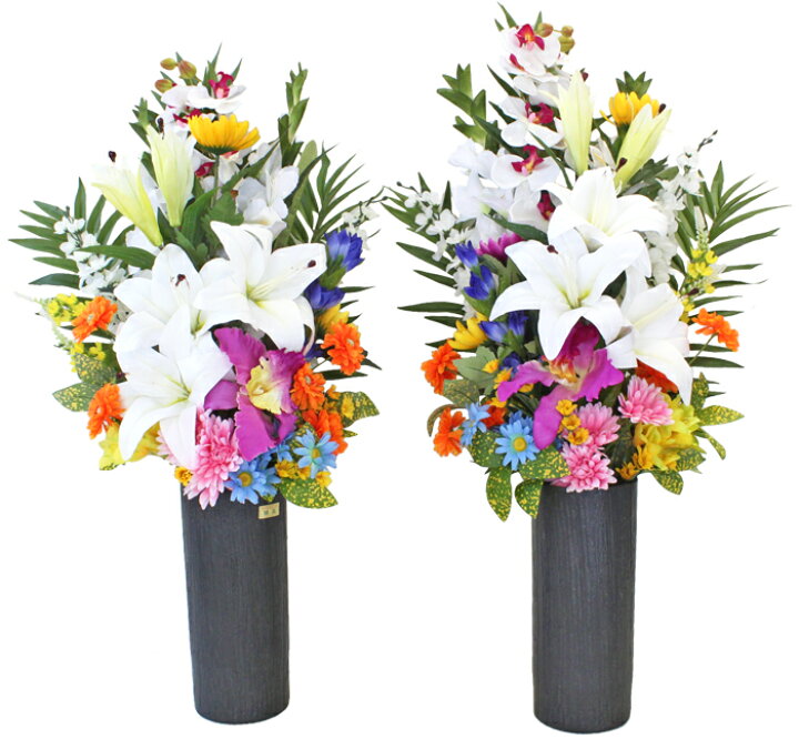 楽天市場 造花 仏花 カサブランカやカトレアの仏様の大きな花束一対 造花 シルクフラワー お彼岸 お盆 お仏壇 お墓 花 お供え 法事 法要 山久 Ct触媒 光触媒 Btb シルクフラワーの山久